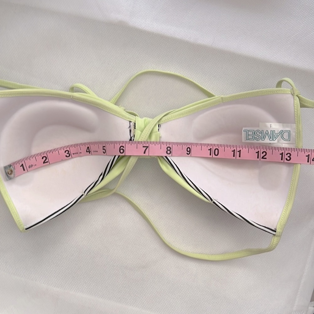 NEW!!! Damsel Padded Light Green Bikini with Stripped Bow Size M - Picture 5 of 6